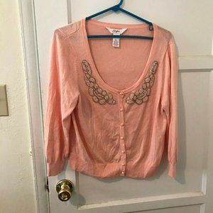 Candie's Pink Beaded, Pearled, Super Soft Sweater